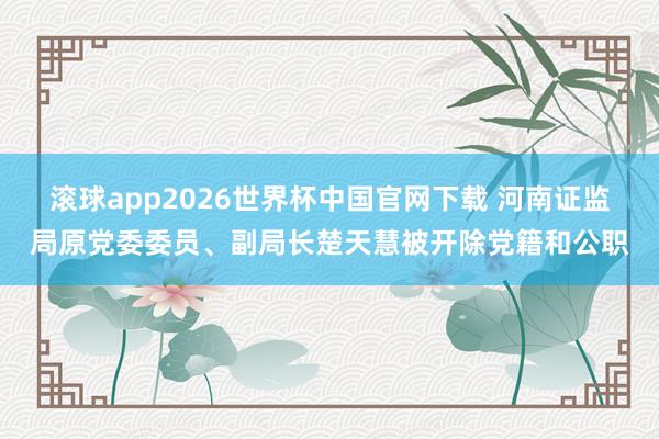 滚球app2026世界杯中国官网下载 河南证监局原党委委员、副局长楚天慧被开除党籍和公职